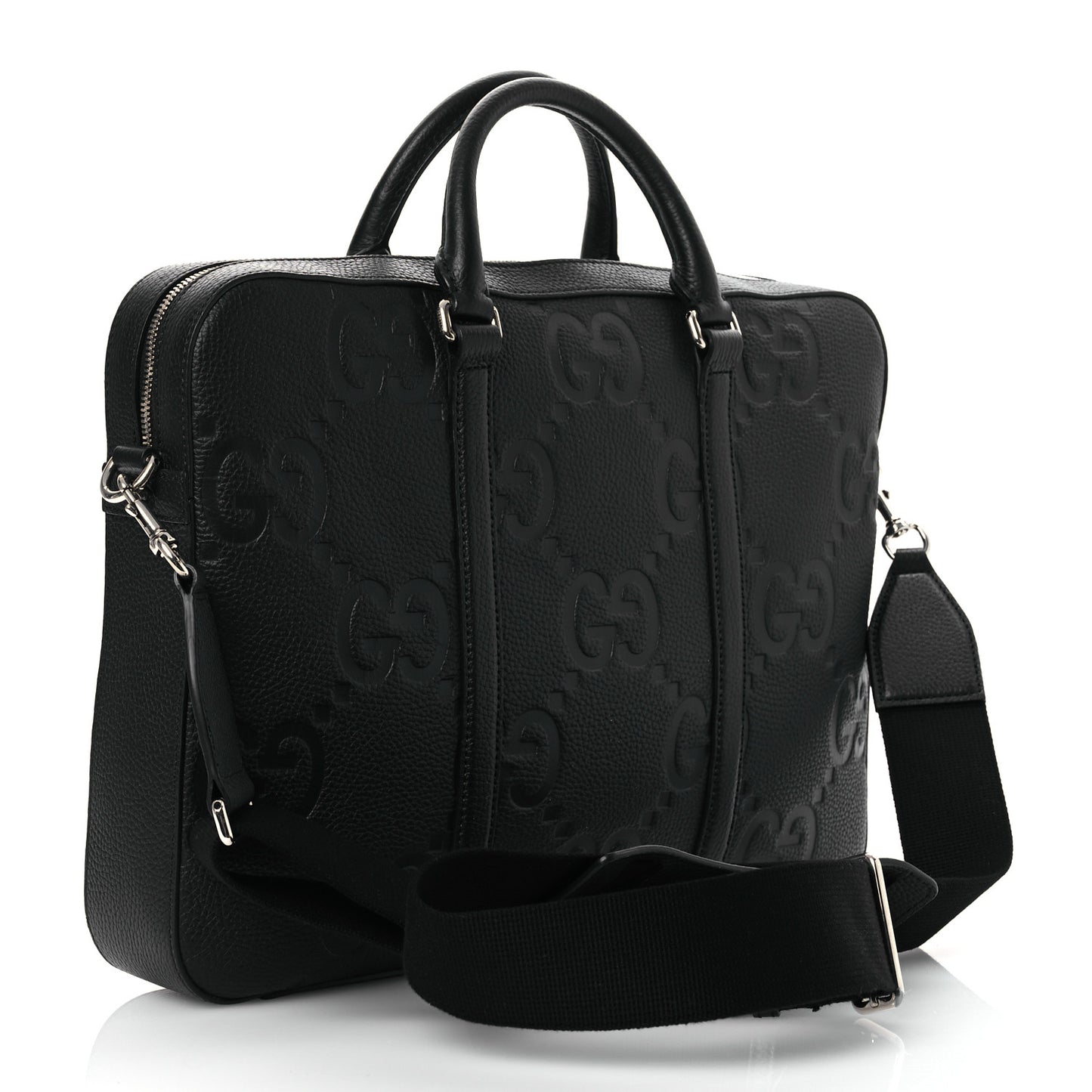 Piuma Calfskin Jumbo GG Embossed Briefcase Black