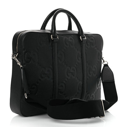 Gucci Piuma Calfskin Jumbo GG Embossed Briefcase Black 3 of 10