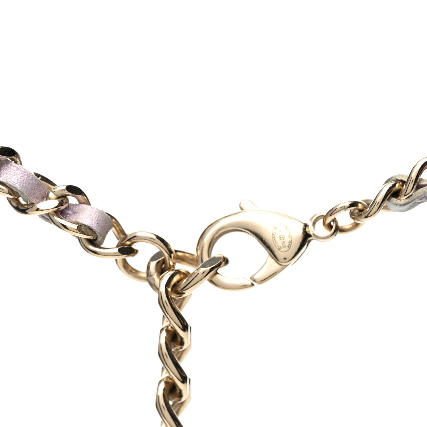 Metal Lambskin Chain CC Lock Choker Necklace Lilac