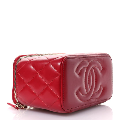 Chanel Lambskin Quilted Small Pillow Crush Vanity Case With Chain Red 4 of 11