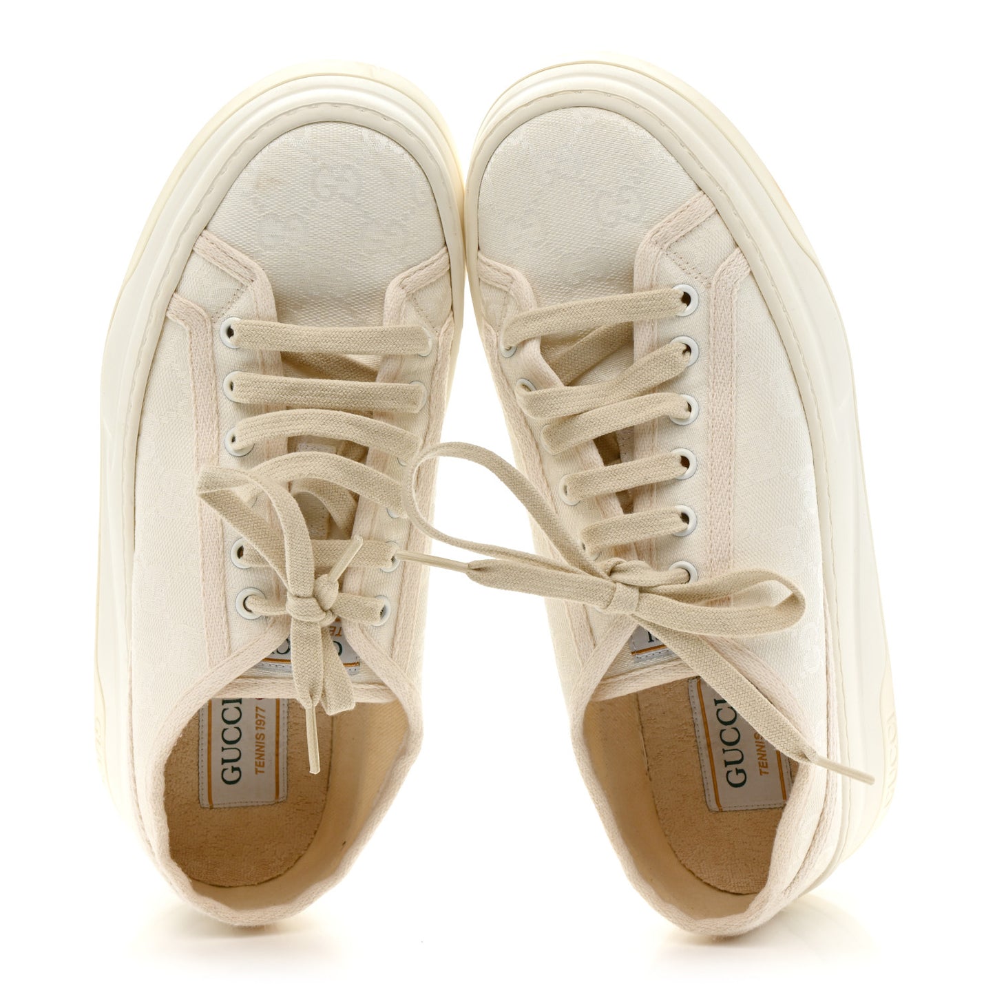 GG Monogram Womens 1977 Tennis Platform 52mm Sneakers 39.5 Great White Mystic White