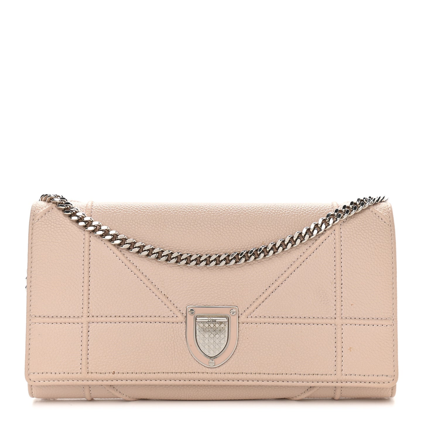Grained Calfskin Diorama Croisiere Chain Wallet Rose Poudre