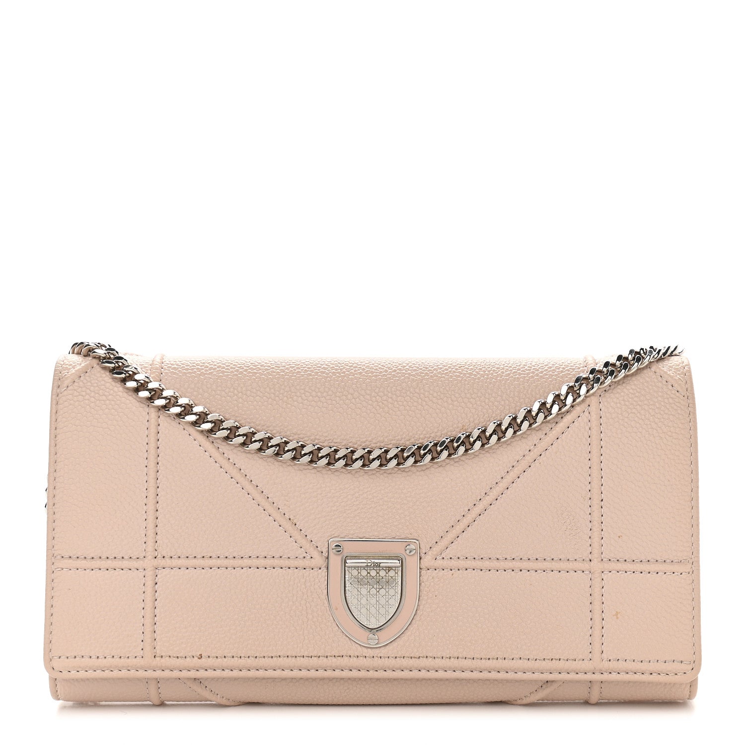 Christian Dior Grained Calfskin Diorama Croisiere Chain Wallet Rose Poudre 1 of 9