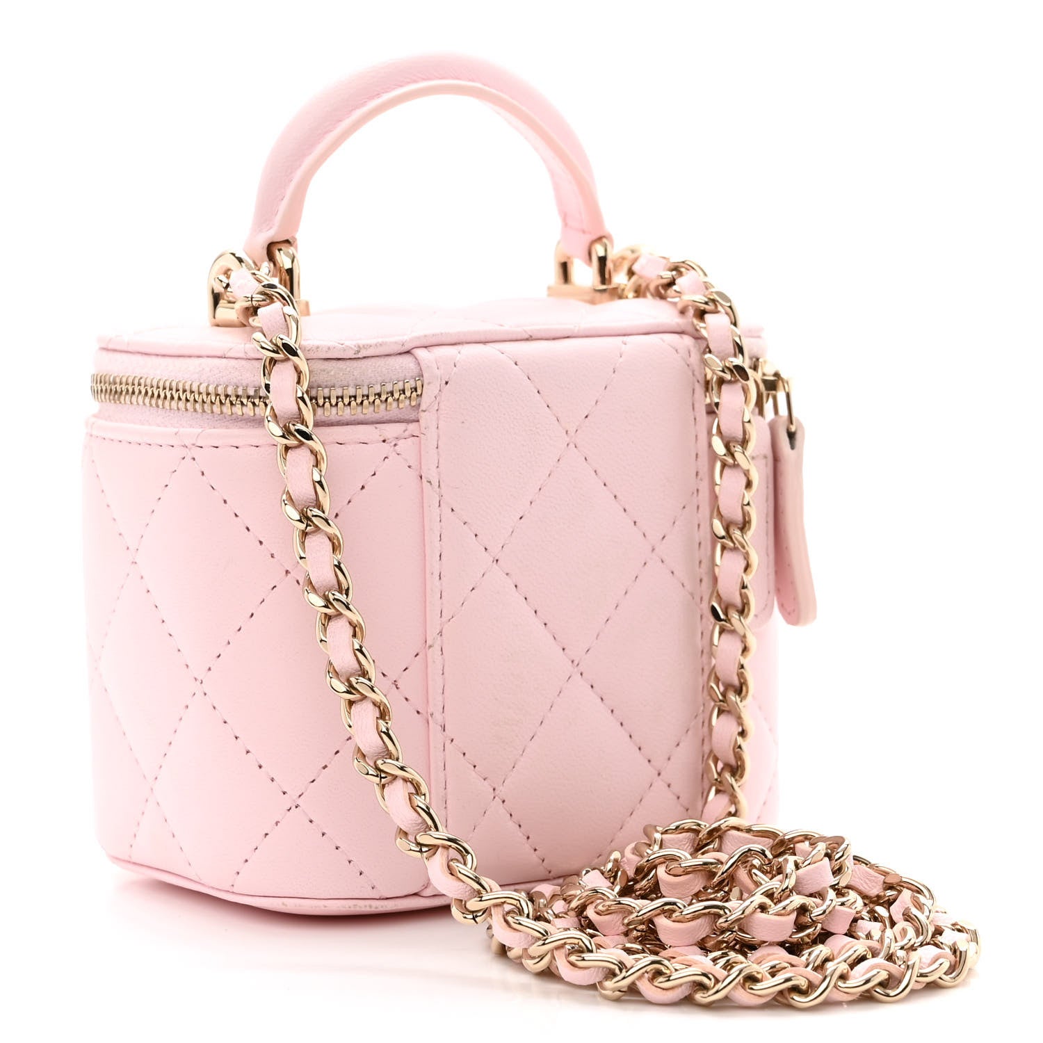 Chanel Lambskin Quilted Mini Top Handle Vanity Case With Chain Light Pink 3 of 11