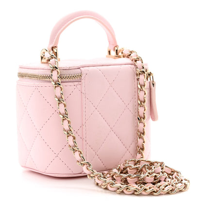 Chanel Lambskin Quilted Mini Top Handle Vanity Case With Chain Light Pink 3 of 11