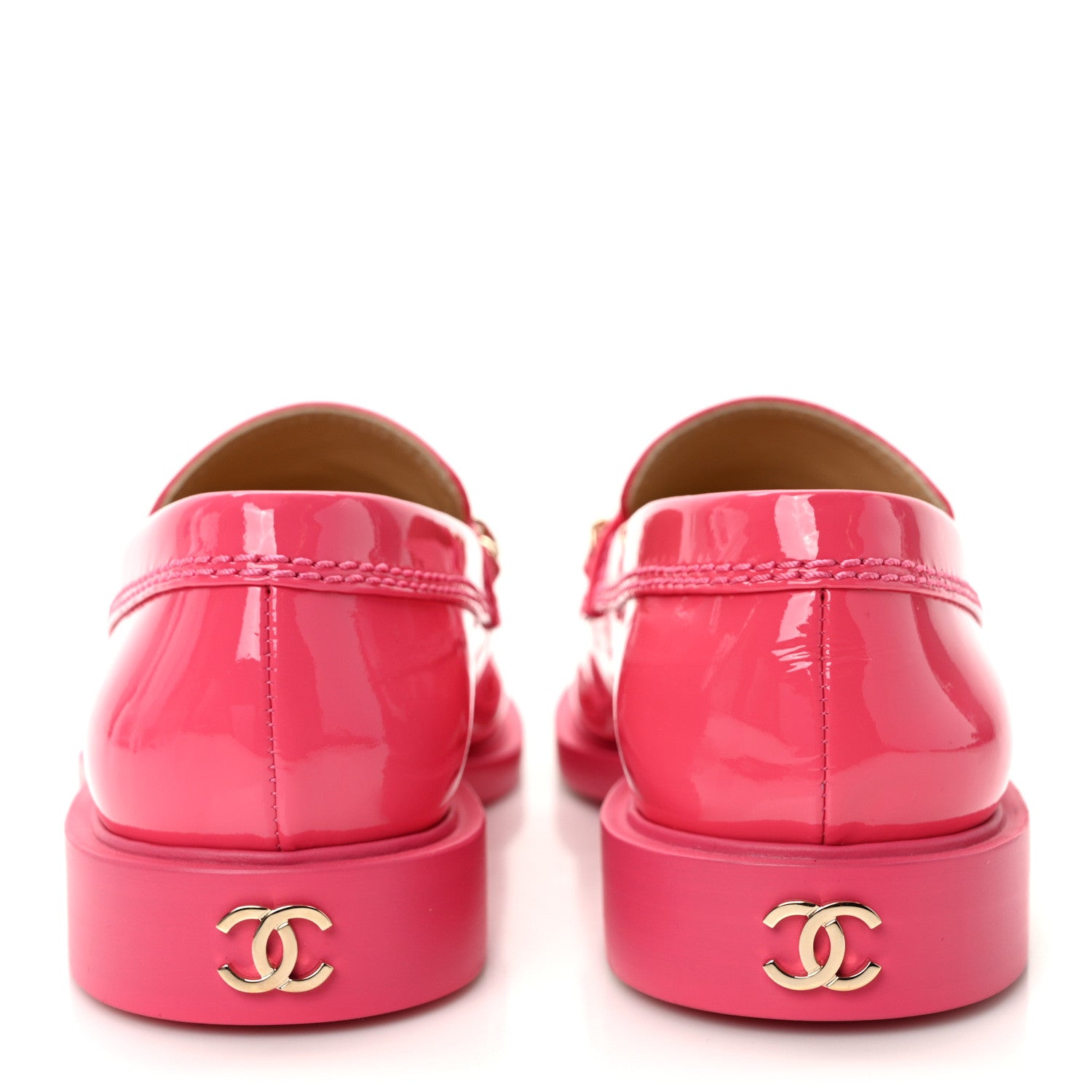 Chanel Patent Calfskin Logo Loafers 37 Pink 5 of 10