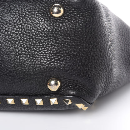 Valentino Garavani Grained Calfskin Small Rockstud Tote Black 10 of 13