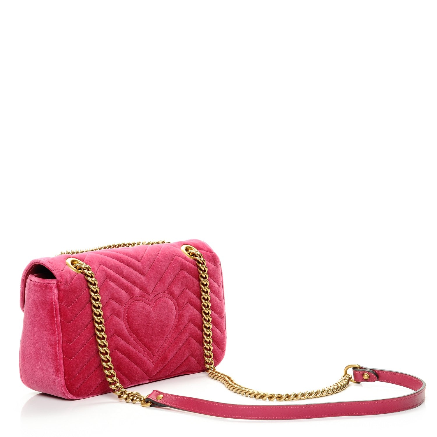 Gucci Velvet Matelasse Small GG Marmont Shoulder Bag Light Raspberry Rose 3 of 6