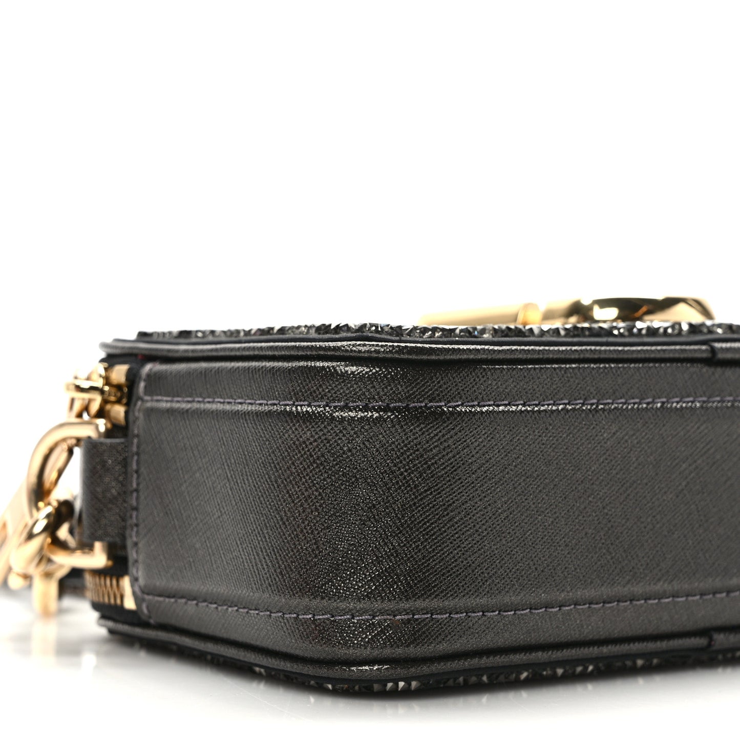 Crystal Calfskin Snapshot Camera Bag Grey