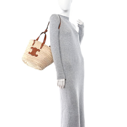 Celine Palm Leaf Calfskin Triomphe Teen Panier Tan 2 of 9