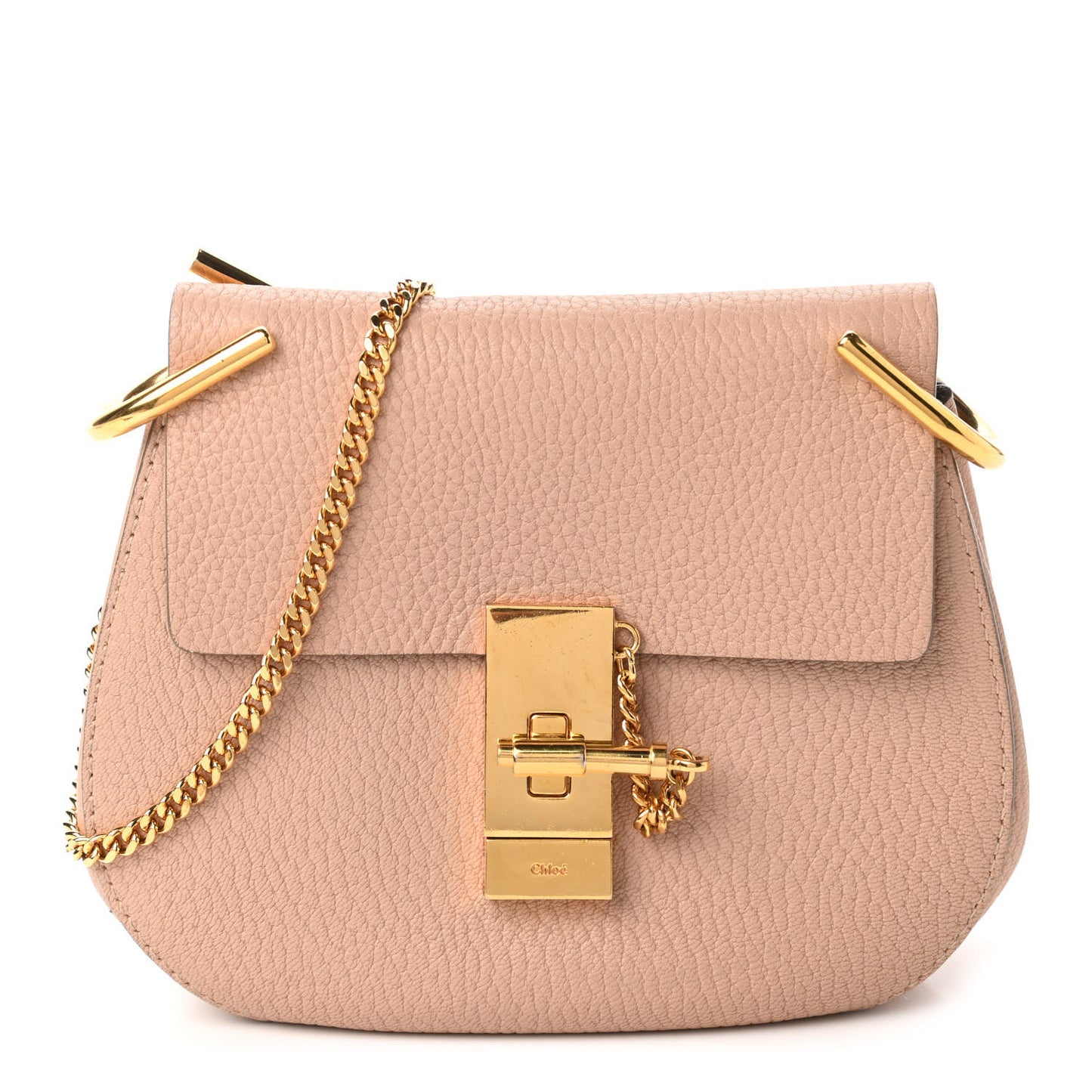 Grained Lambskin Mini Drew Shoulder Bag Cement Pink