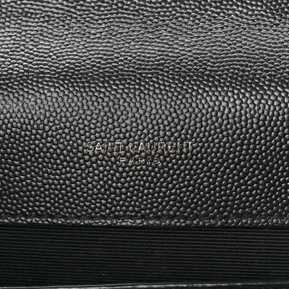 Saint Laurent Grain De Poudre Textured Mixed Matelasse Triquilt Medium Monogram Monochrome Satchel Black 7 of 12