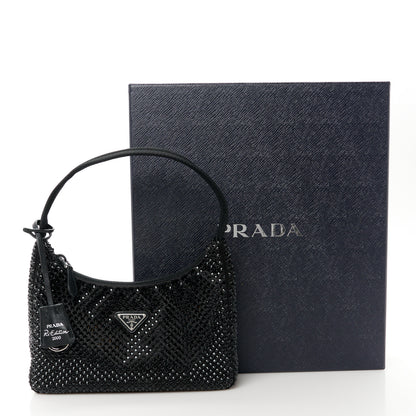 Prada Satin Crystal Mini Re-Edition 2000 Bag Black 11 of 11