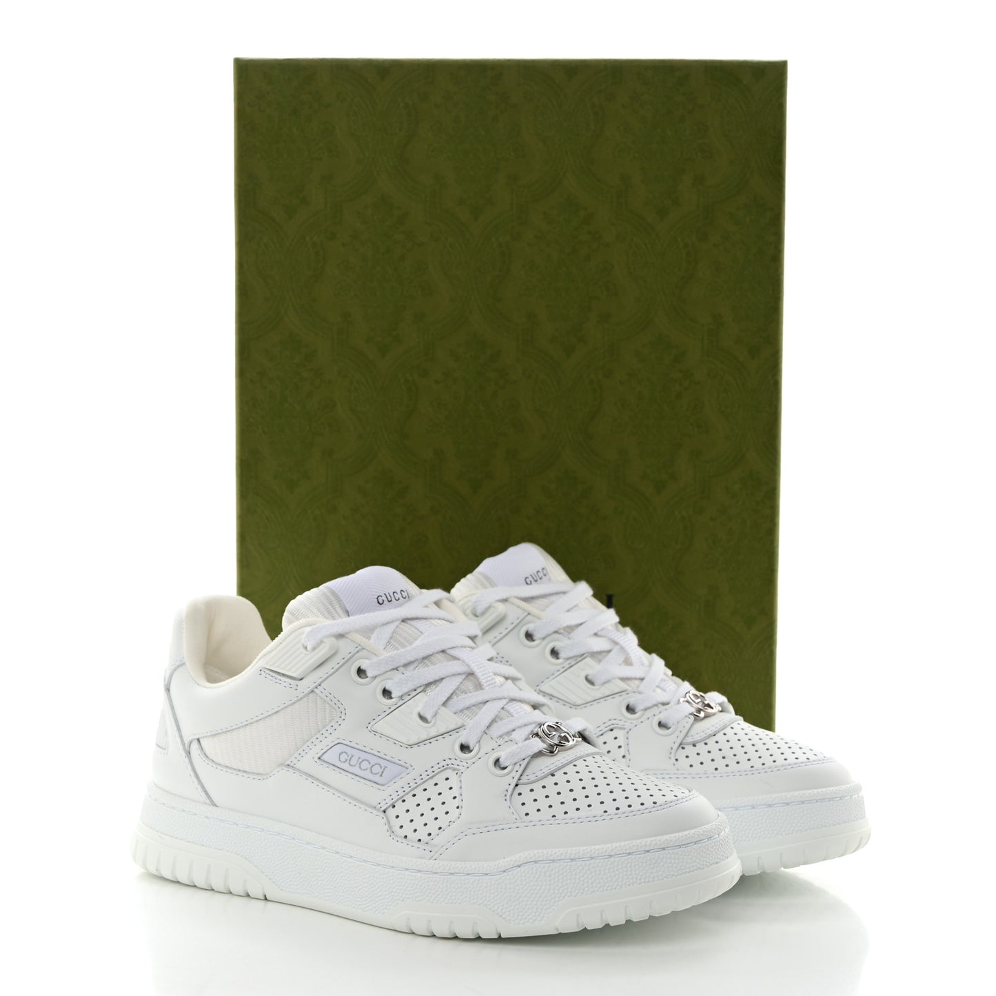Calfskin Perforated Sneakers 35.5 Great White