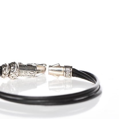 John Hardy Sterling Silver 18K Yellow Gold Leather Naga Bracelet M Black 5 of 8