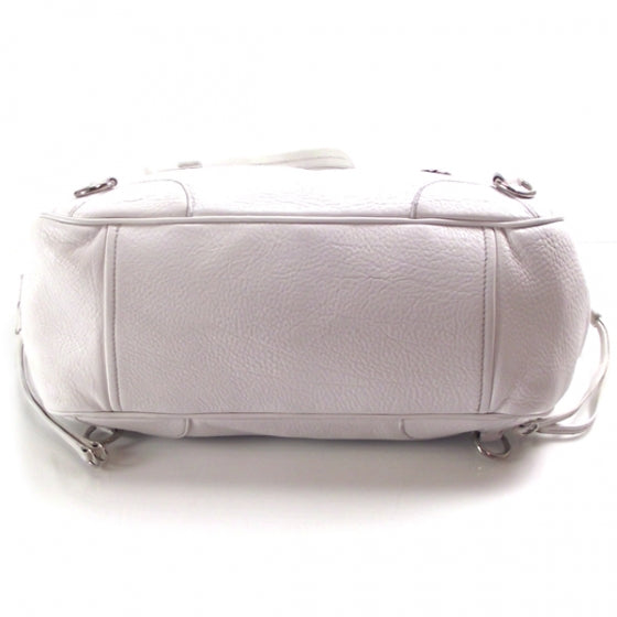 Leather Multi Pocket Hobo White