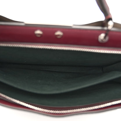 Fendi Cuoio Romano Vitello Cover Glazed Fabric Bi-Color FF 1974 Medium Peekaboo I SEE U Satchel Granada Tartufo Burgundy Tobacco Moro 7 of 11