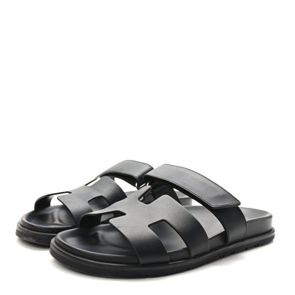 Hermes Calfskin Womens Chypre Sandals 39.5 Black 3 of 10