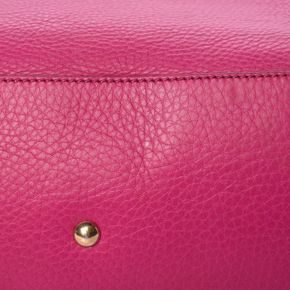Gucci Pebbled Calfskin Large Bamboo Shopper Tote Bright Bougainvillea 10 of 14