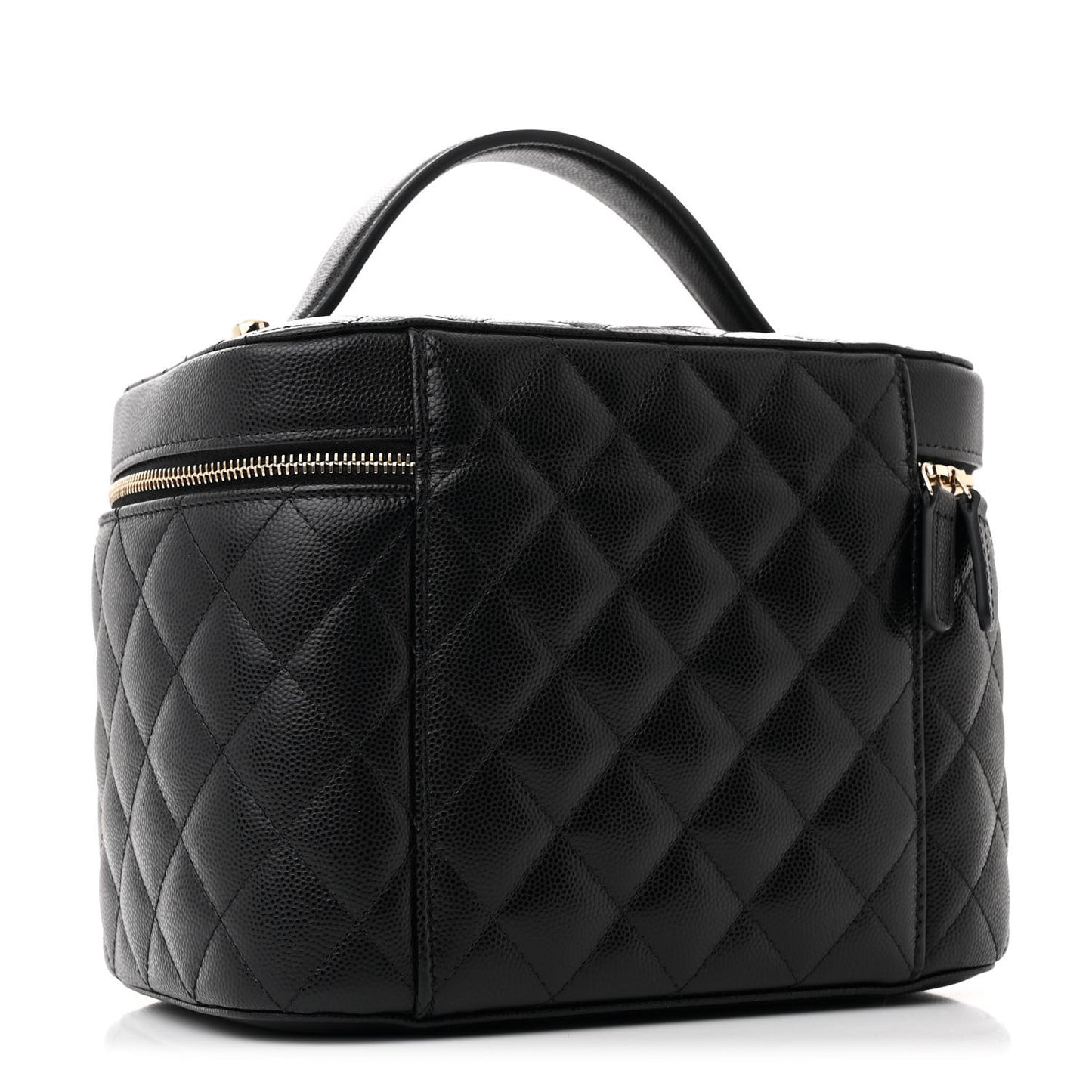 Caviar Quilted Large Vanity Pouch Black