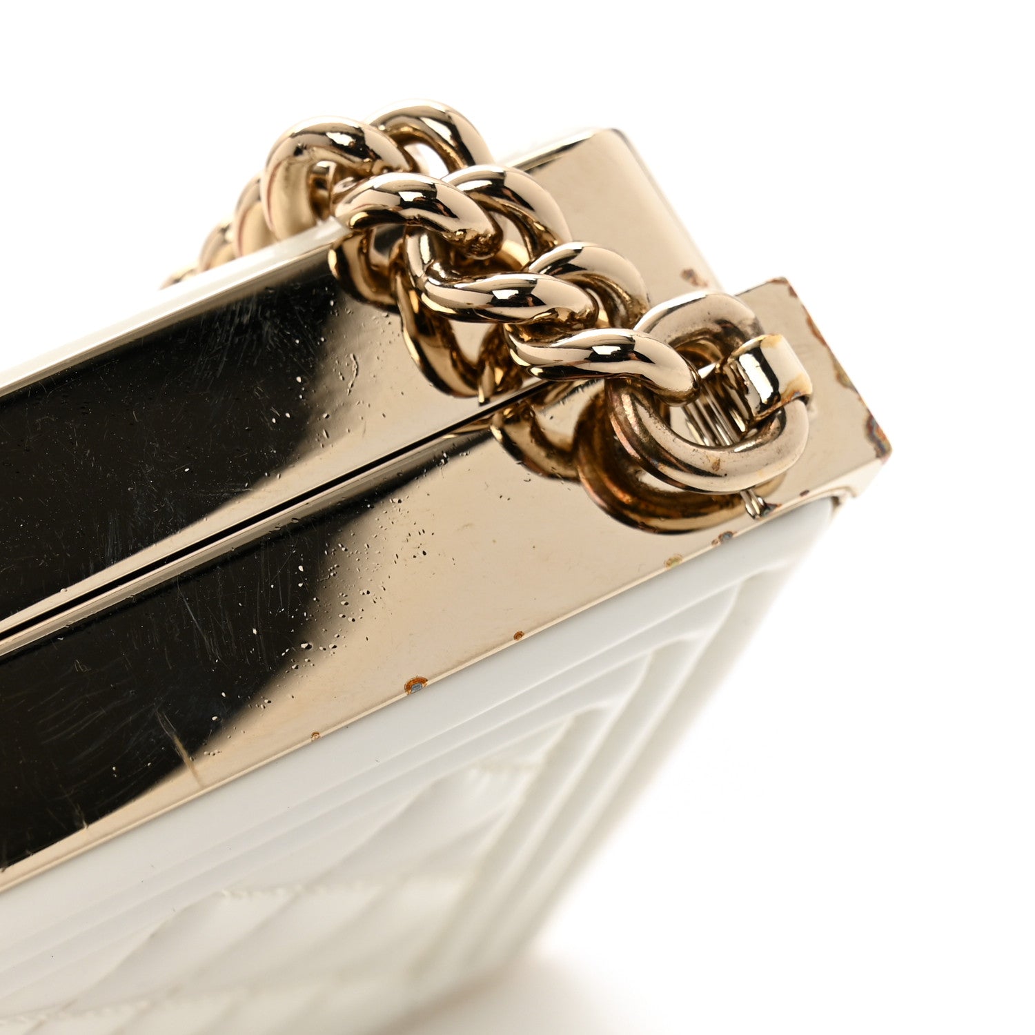 Chanel Patent Calfskin Boy Minaudiere White 12 of 15