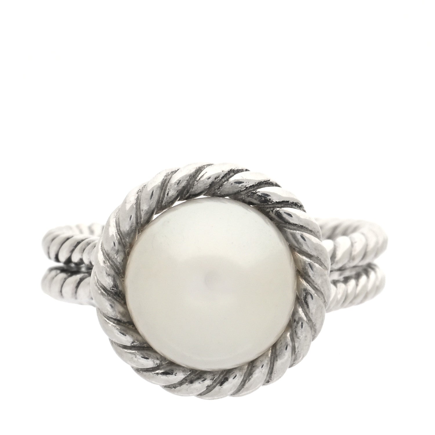 David Yurman Sterling Silver Pearl 10.5mm Cable Ring 52 6 1 of 4