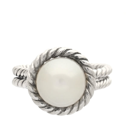 David Yurman Sterling Silver Pearl 10.5mm Cable Ring 52 6 1 of 4
