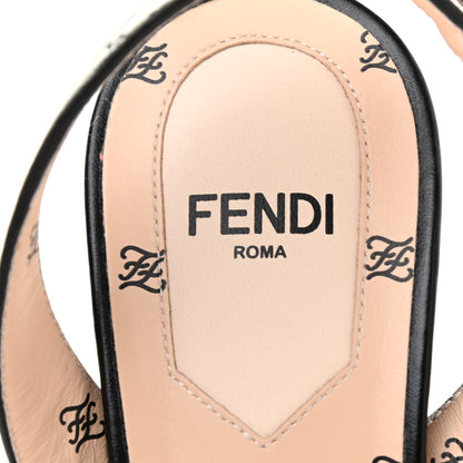Fendi Calfskin Karligraphy Embossed Ffreedom Slingback Sandals 37 Black 6 of 7