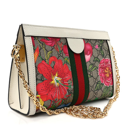 Gucci GG Supreme Monogram Flora Web Small Ophidia Chain Shoulder Bag White 3 of 10