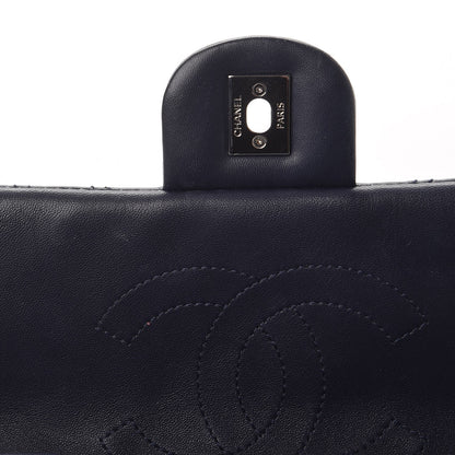 Chanel Lambskin Chevron Double Stitch Medium Single Flap Navy 8 of 10
