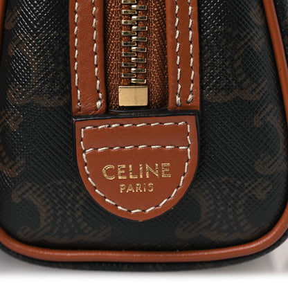 Celine Triomphe Canvas Calfskin Mini Boston Bag Tan 6 of 11