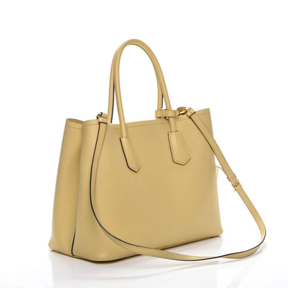 Prada Saffiano Cuir Medium Double Bag Polline 3 of 15