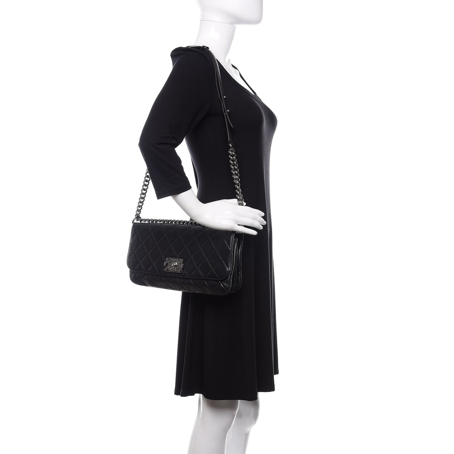 Lambskin Quilted Soft Boy Flap Black