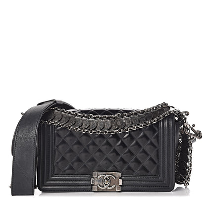 Chanel Glazed Calfskin Quilted Medium Boy Flap Black 1 of 24