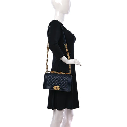 Chanel Pearly Caviar Quilted Medium Boy Flap Blue 2 of 10