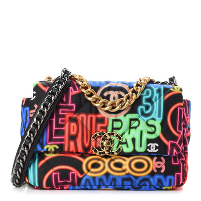 Chanel Fabric Printed Medium Chanel 19 Flap Black Multicolor 1 of 8