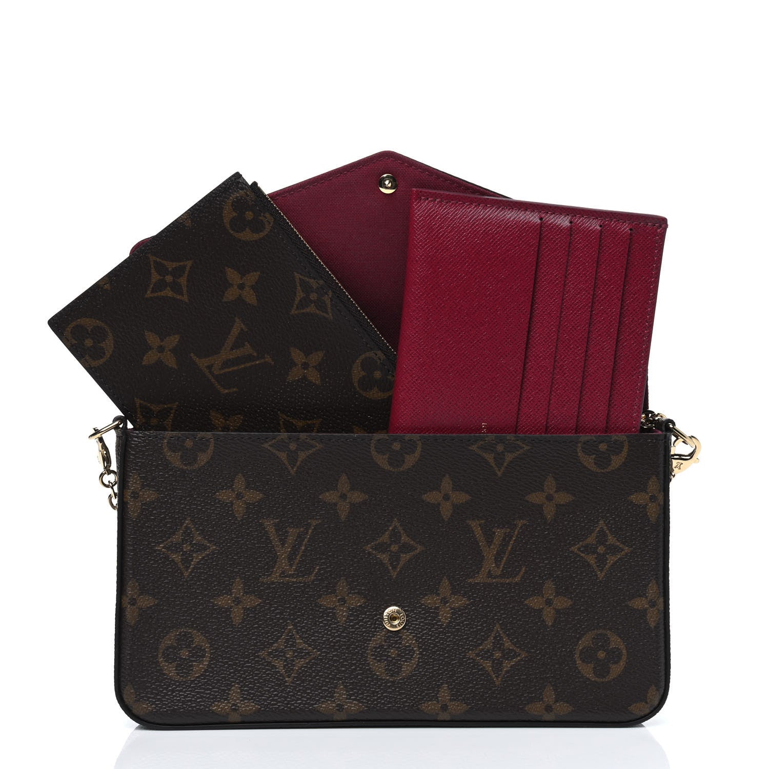 Louis Vuitton Monogram Pochette Felicie Chain Wallet Fuchsia 5 of 5