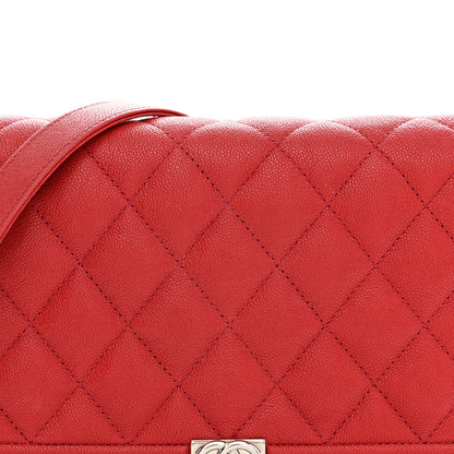 Chanel Caviar Quilted Boy Wallet On Chain WOC Red Red 8 of 12