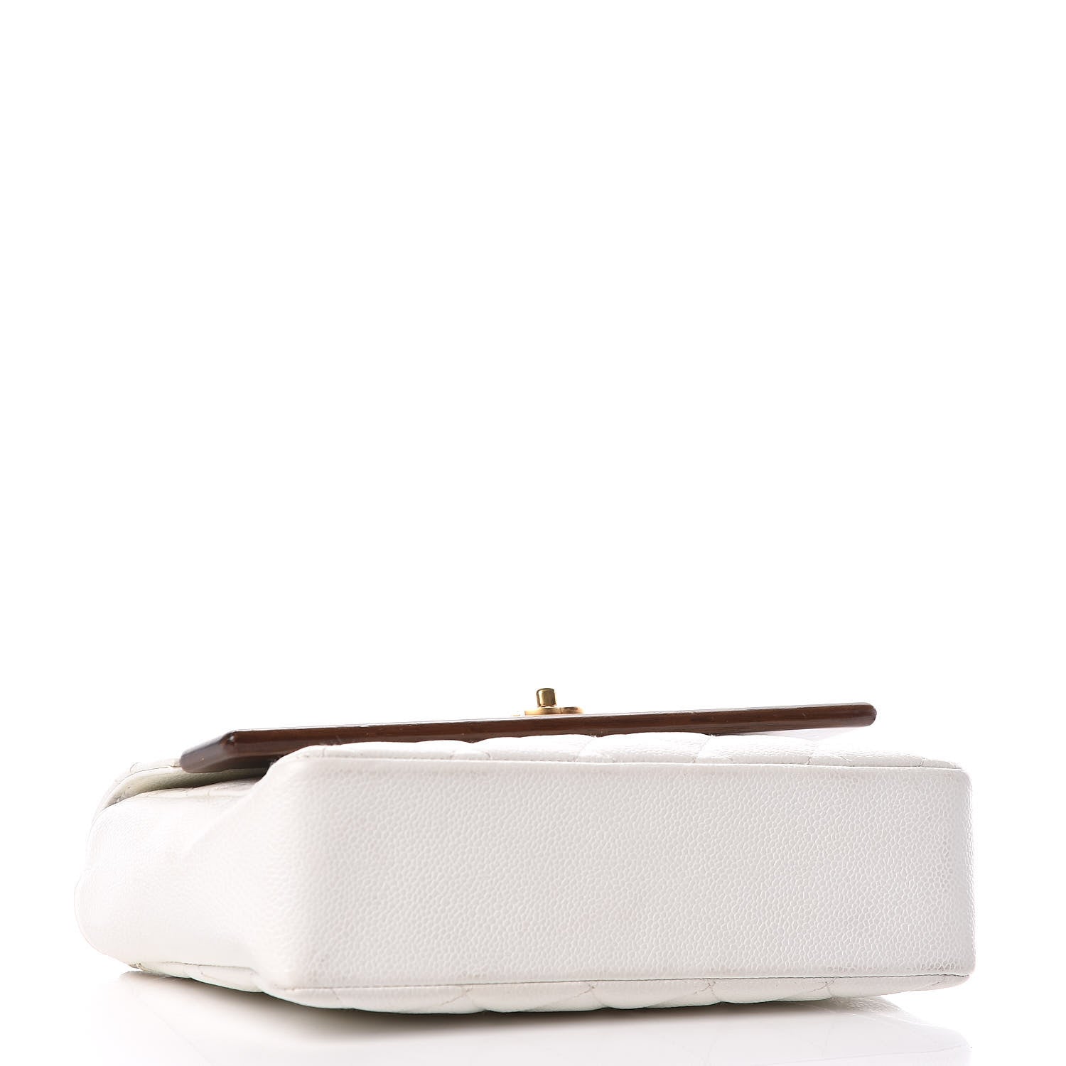 Chanel Caviar Quilted Wood CC Single Flap White 4 of 10