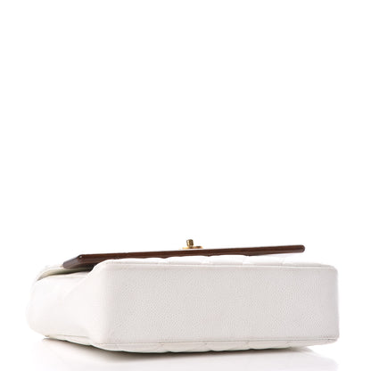 Chanel Caviar Quilted Wood CC Single Flap White 4 of 10