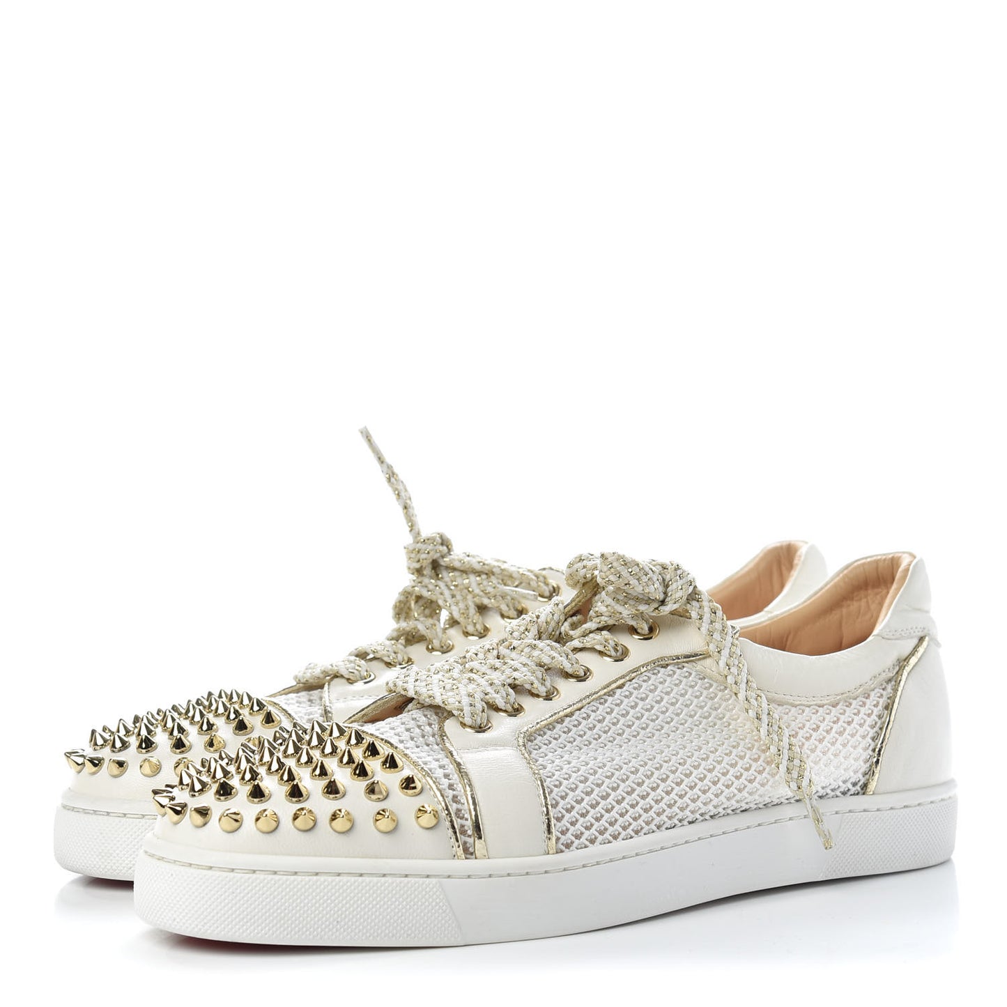 Nappa Spikes Womens Vieira Flat Sneakers 40.5 Latte Light Gold