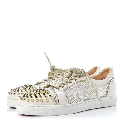 Christian Louboutin Nappa Spikes Womens Vieira Flat Sneakers 40.5 Latte Light Gold 3 of 11