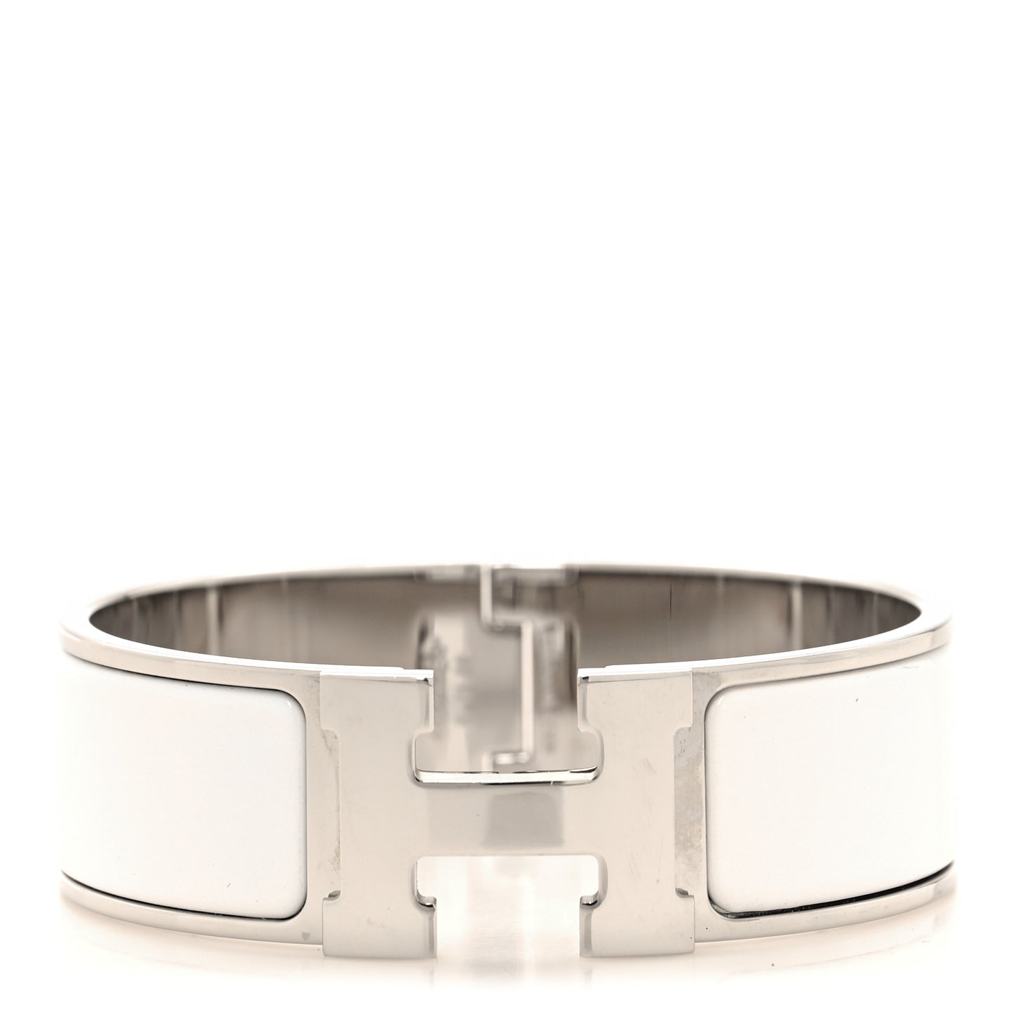 Enamel Wide Clic Clac H Bracelet GM White