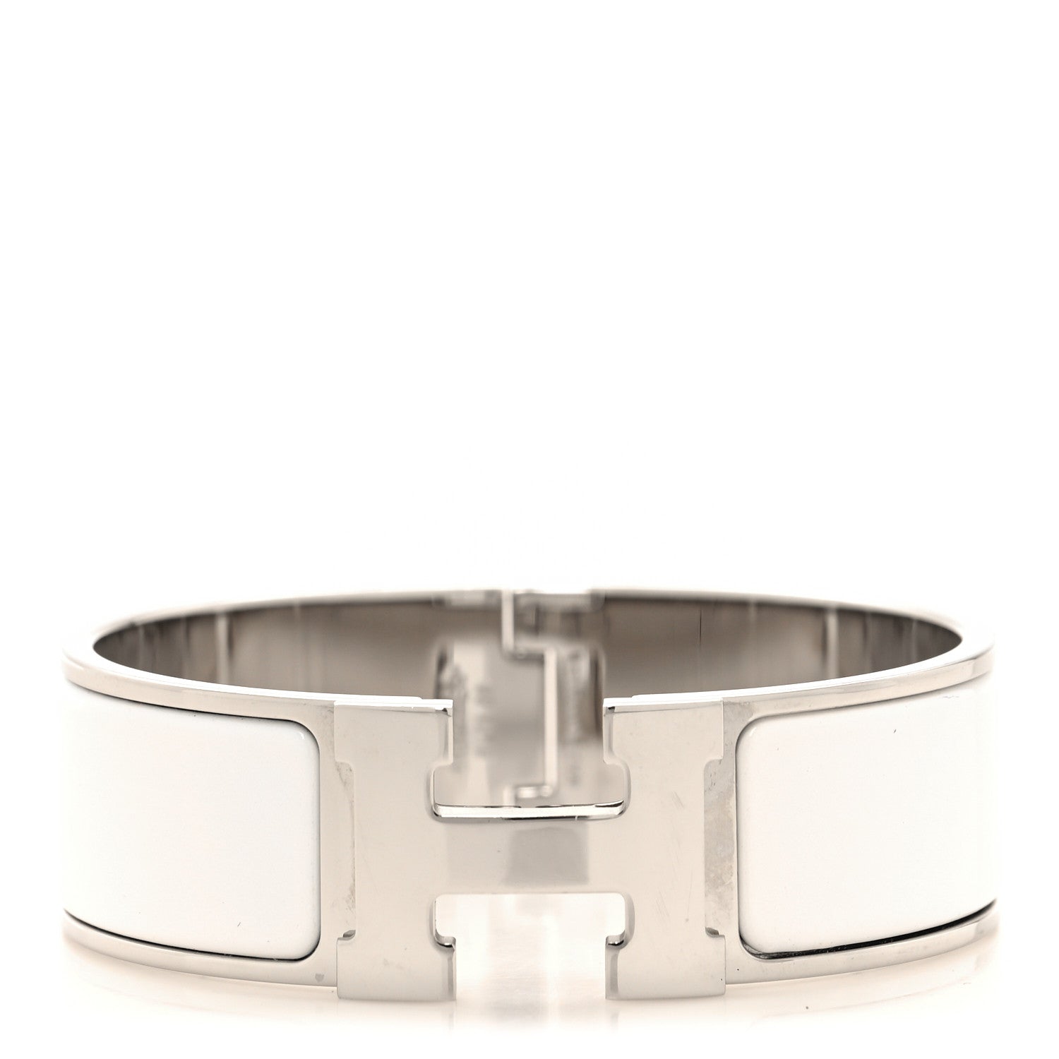 Hermes Enamel Wide Clic Clac H Bracelet GM White 1 of 5
