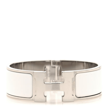 Hermes Enamel Wide Clic Clac H Bracelet GM White 1 of 5