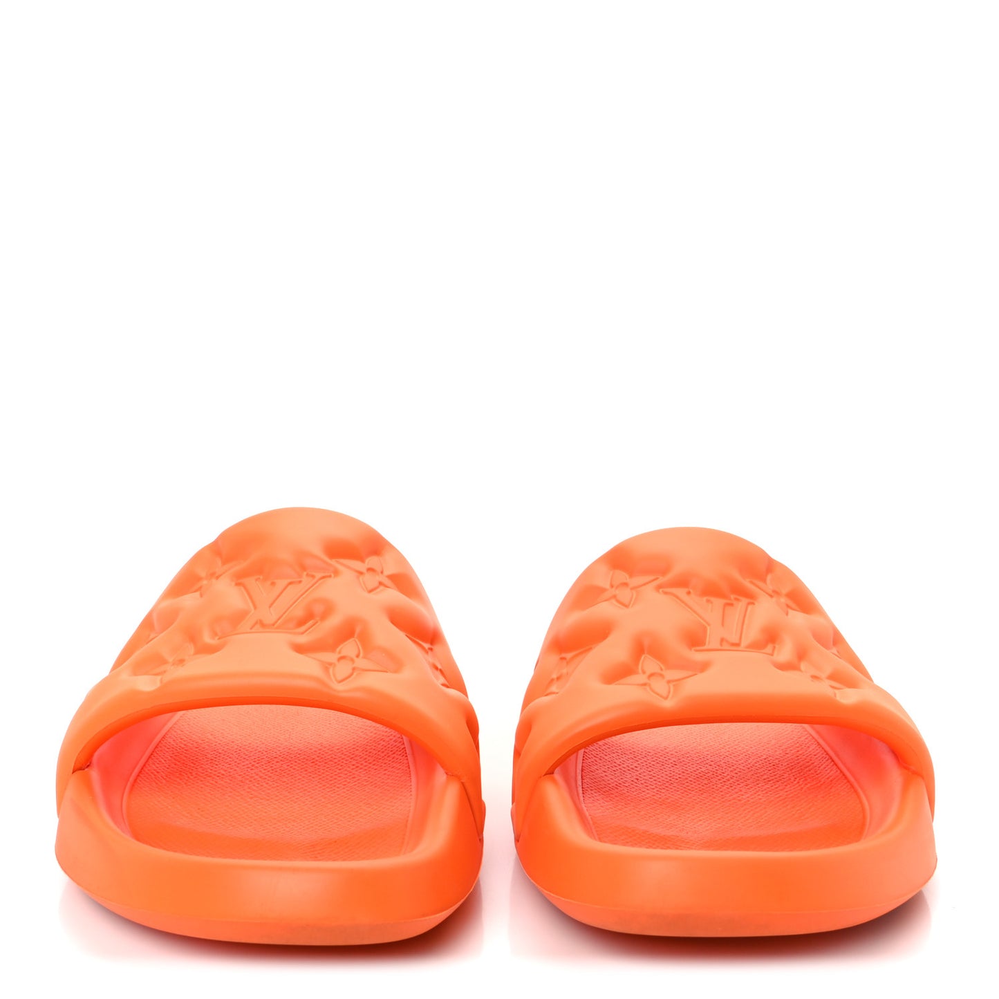 Rubber Embossed Monogram Mens Waterfront Mules 10 Orange