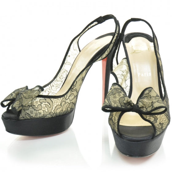 Satin Lace Exclu 140 Platform Slingbacks 39.5