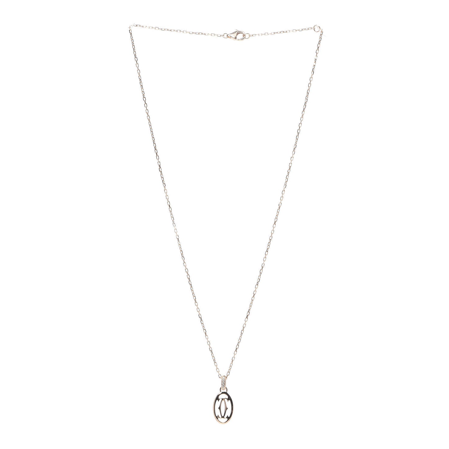 18K Pink Gold Diamond Logo Pendant Necklace