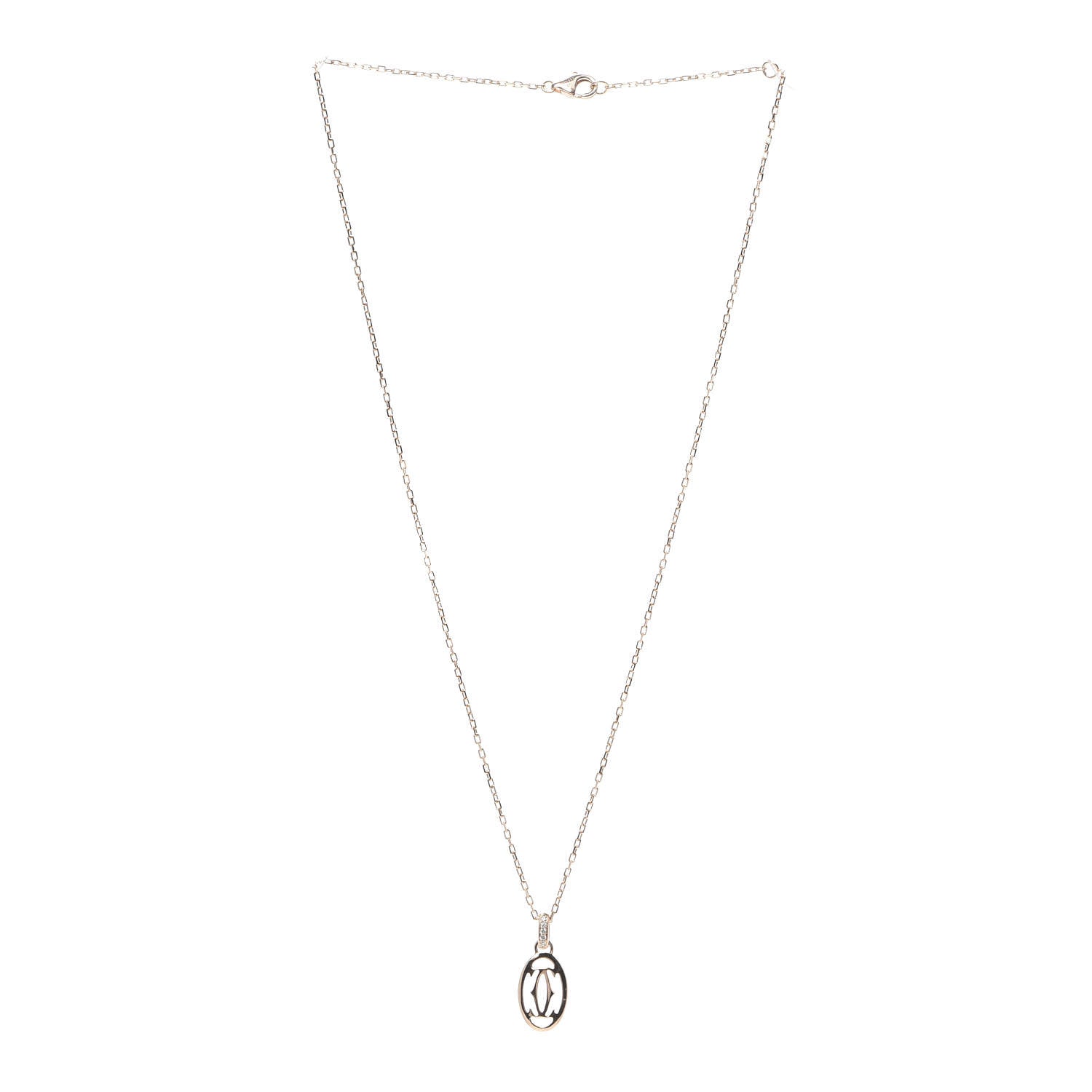 Cartier 18K Pink Gold Diamond Logo Pendant Necklace 3 of 5