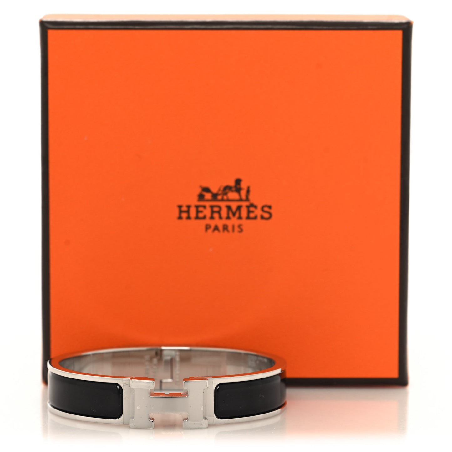 Enamel Narrow Clic Clac H Bracelet PM Black